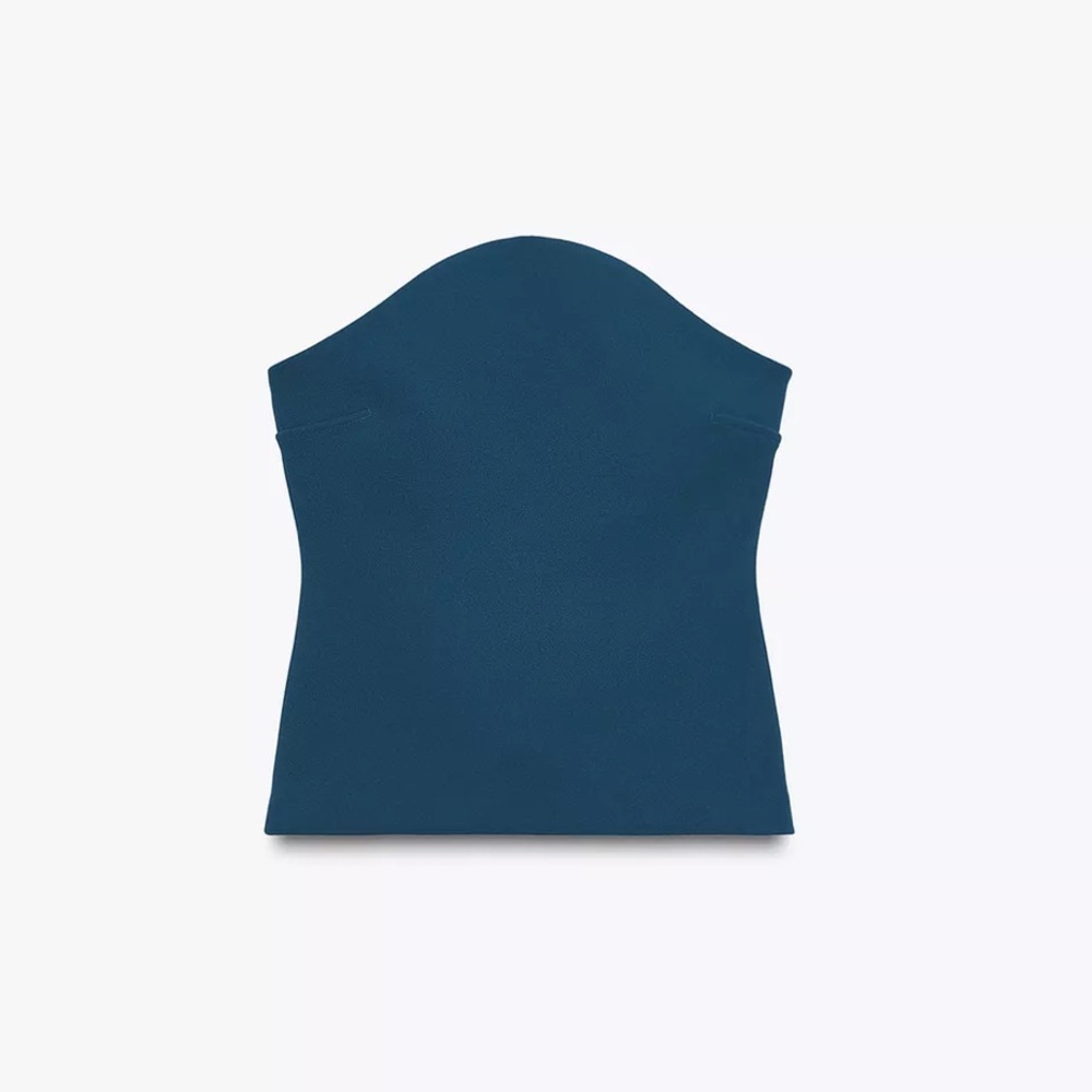 Zara NWT teal blue arched strapless tube top - Picture 1 of 10